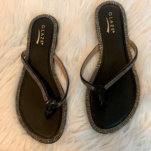 Black rhinestone sandals